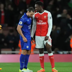 Arsenal's Danny Welbeck and Leicester's Danny Drinkwater Share a Moment After the Match Arsenal's Danny Welbeck and Leicester's Danny Drinkwater Share a Moment After the Match
