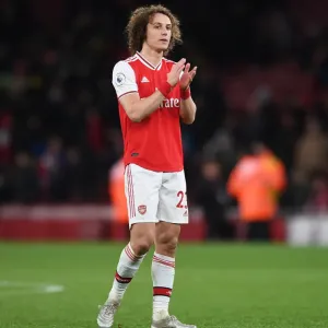 Arsenal's David Luiz Celebrates with Fans After Victory Over Sheffield United