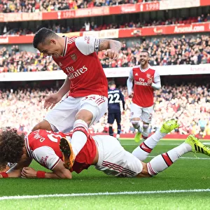 Arsenal's David Luiz and Granit Xhaka Celebrate Goal Against AFC Bournemouth, Premier League 2019-20