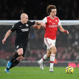 Arsenal's David Luiz Outmaneuvers Brighton's Aaron Mooy in Premier League Clash