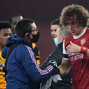 Arsenal's David Luiz Receives Medical Attention During Arsenal v Wolverhampton Wanderers, 2020-21 Premier League