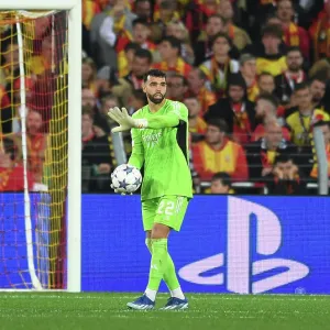 Arsenal's David Raya in Action: 2023-24 UEFA Champions League - RC Lens vs Arsenal Arsenal's David Raya in Action: 2023-24 UEFA Champions League - RC Lens vs Arsenal