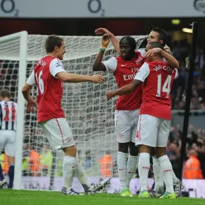 Arsenal's Deadly Quartet: Van Persie, Ramsey, Gervinho, and Walcott Celebrate Goal vs. West Bromwich Albion (2011-12)