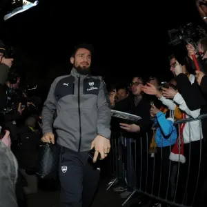 Arsenal's Debuchy Arrives at Sutton United for FA Cup Fifth Round Clash