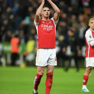 Arsenal's Declan Rice Celebrates with Fans after Newcastle Victory, 2023-24 Premier League Arsenal's Declan Rice Celebrates with Fans after Newcastle Victory, 2023-24 Premier League