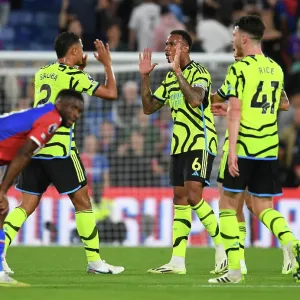 Arsenal's Defensive Duo Celebrate Win Against Crystal Palace in 2023-24 Premier League Arsenal's Defensive Duo Celebrate Win Against Crystal Palace in 2023-24 Premier League