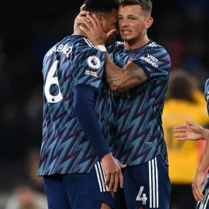 Arsenal's Defensive Duo Celebrate Win Against Wolverhampton Wanderers in Premier League