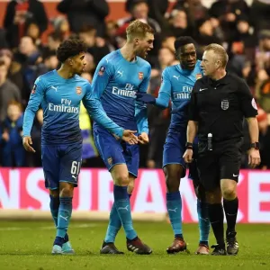 Arsenal's Disputed Penalties: Nelson, Welbeck, and Mertesacker Argue with Ref during Nottingham Forest FA Cup Match Arsenal's Disputed Penalties: Nelson, Welbeck, and Mertesacker Argue with Ref during Nottingham Forest FA Cup Match