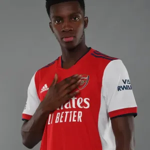 Arsenal's Eddie Nketiah at 2021-22 First Team Photocall Arsenal's Eddie Nketiah at 2021-22 First Team Photocall