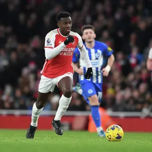 Arsenal's Eddie Nketiah in Action against Brighton & Hove Albion, Premier League 2023-24 Arsenal's Eddie Nketiah in Action against Brighton & Hove Albion, Premier League 2023-24