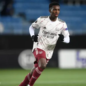 Arsenal's Eddie Nketiah in Action during Europa League Clash against Molde FK Arsenal's Eddie Nketiah in Action during Europa League Clash against Molde FK