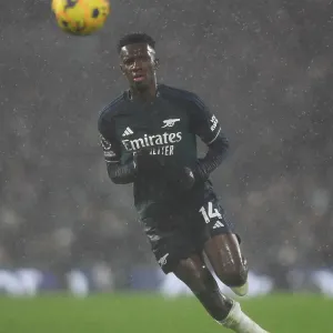 Arsenal's Eddie Nketiah in Action: Premier League Showdown at Fulham, 2023-24 Arsenal's Eddie Nketiah in Action: Premier League Showdown at Fulham, 2023-24