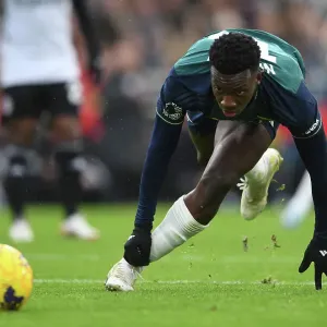 Arsenal's Eddie Nketiah in Action: Thrilling Premier League Clash at Fulham, 2023-24 Arsenal's Eddie Nketiah in Action: Thrilling Premier League Clash at Fulham, 2023-24