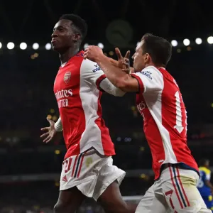 Arsenal's Eddie Nketiah Celebrates Third Goal Against AFC Wimbledon in Carabao Cup