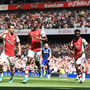 Arsenal's Eddie Nketiah Celebrates Goal Against Leeds United in 2021-22 Premier League