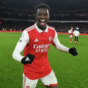 Arsenal's Eddie Nketiah Celebrates Goal Against Manchester United in Premier League Showdown (2022-23)
