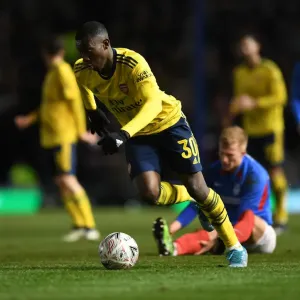Arsenal's Eddie Nketiah in FA Cup Action: Portsmouth vs Arsenal (2020) Arsenal's Eddie Nketiah in FA Cup Action: Portsmouth vs Arsenal (2020)