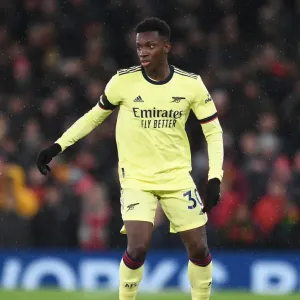 Arsenal's Eddie Nketiah Faces Off Against Manchester United at Old Trafford (Premier League 2020-21) Arsenal's Eddie Nketiah Faces Off Against Manchester United at Old Trafford (Premier League 2020-21)