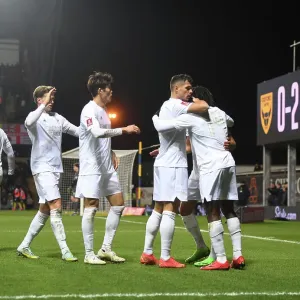 Arsenal's Eddie Nketiah and Granit Xhaka Celebrate Goals Against Oxford United in FA Cup Third Round Arsenal's Eddie Nketiah and Granit Xhaka Celebrate Goals Against Oxford United in FA Cup Third Round