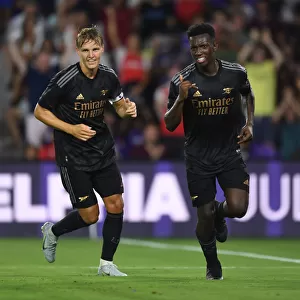 Arsenal's Eddie Nketiah and Martin Odegaard Celebrate Goals in Pre-Season Victory Over Orlando City SC