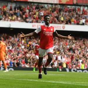 Arsenal's Eddie Nketiah Scores in Emirates Cup Clash Print