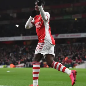 Arsenal's Eddie Nketiah Scores First Goal in Arsenal v Wolverhampton Wanderers, Premier League 2021-22