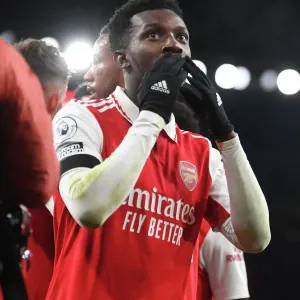 Arsenal's Eddie Nketiah Scores Third Goal in Arsenal v West Ham United Premier League Clash (2022-23) Arsenal's Eddie Nketiah Scores Third Goal in Arsenal v West Ham United Premier League Clash (2022-23)