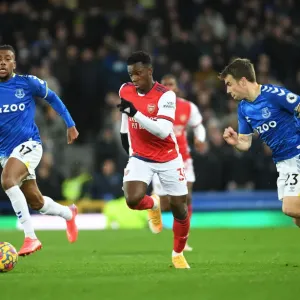 Arsenal's Eddie Nketiah Scores Past Everton's Coleman and Iwobi (December 2021)
