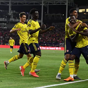 Arsenal's Eddie Nketiah and Tyreece John-Jules Celebrate Goals Against FC Bayern Munich in 2019 International Champions Cup