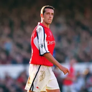 Arsenal's Edu Celebrates in Arsenal Stadium After Securing a 5:2 Victory Over Gillingham in the FA Cup Fifth Round, 2002