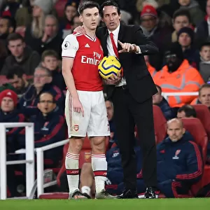 Arsenal's Emery and Tierney: Focused at the Emirates Amidst Southampton Battle (2019-20 Premier League)
