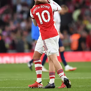 Arsenal's Emile Smith Rowe and Ben White Embrace in Victory: Arsenal v Tottenham Hotspur, Premier League 2021-22