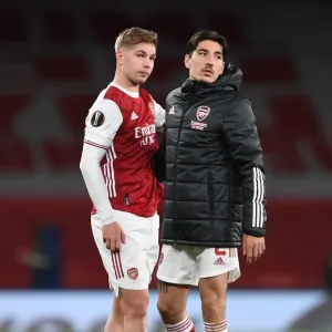 Arsenal's Emile Smith Rowe and Hector Bellerin: UEFA Europa League Semi-Final Showdown Against Villarreal CF (Behind Closed Doors) Arsenal's Emile Smith Rowe and Hector Bellerin: UEFA Europa League Semi-Final Showdown Against Villarreal CF (Behind Closed Doors)