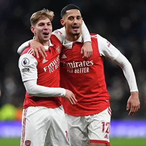 Arsenal's Emile Smith Rowe and William Saliba: Celebrating Victory over Tottenham Hotspur in the 2022-23 Premier League