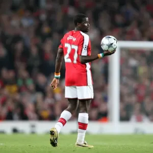 Arsenal's Emmanuel Eboue Celebrates in UEFA Champions League Quarterfinal Victory over Villarreal