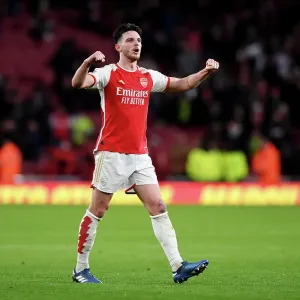 Arsenal's Emotional Victory: Declan Rice Amidst Jubilant Fans (2023-24)
