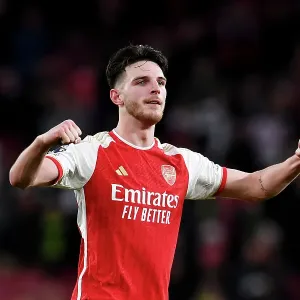Arsenal's Emotional Victory: Declan Rice Amidst Jubilant Fans (2023-24)