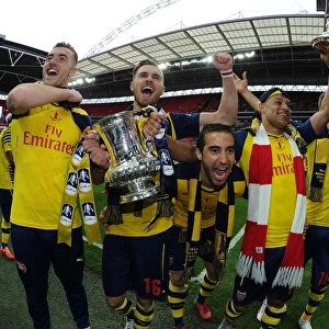 Arsenal's FA Cup Victory: Celebrating with Chambers, Ramsey, Flamini, Oxlade-Chamberlain, and Monreal