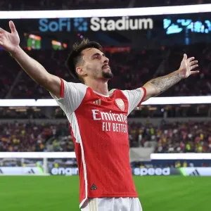 Arsenal's Five-Goal Blitz: Fabio Vieira Celebrates Against FC Barcelona in Pre-Season Friendly