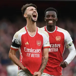 Arsenal's Four-Goal Blitz: Vieira and Nketiah Celebrate against Sheffield United (2023-24) Arsenal's Four-Goal Blitz: Vieira and Nketiah Celebrate against Sheffield United (2023-24)
