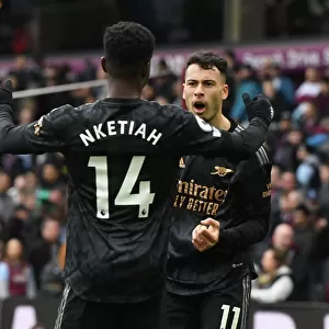 Arsenal's Four-Goal Spree: Martinelli and Nketiah's Thrilling Celebration vs. Aston Villa (2022-23)