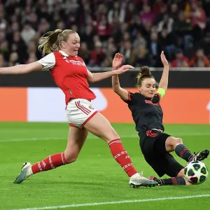 Arsenal's Frida Maanum Battles for Ball Control Against Bayern Munich in Women's Champions League Quarter-Final