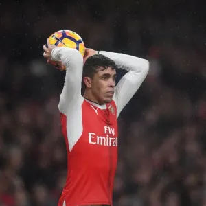 Arsenal's Gabriel in Action Against Watford - Premier League 2016-17