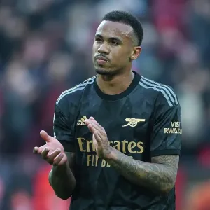 Arsenal's Gabriel Applauding Fans After Liverpool Showdown in Premier League (2022-23) Arsenal's Gabriel Applauding Fans After Liverpool Showdown in Premier League (2022-23)