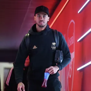 Arsenal's Gabriel Arrives at Emirates Stadium Ahead of Arsenal v Crystal Palace Premier League Clash (2022-23)