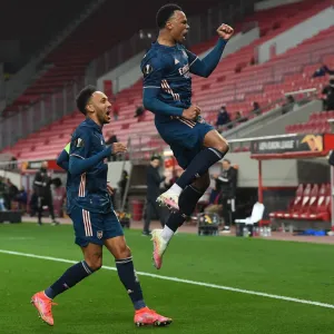 Arsenal's Gabriel and Aubameyang Celebrate Empty-Stadium Goals in Europa League Match vs. Olympiacos