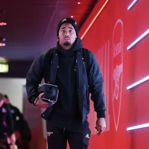 Arsenal's Gabriel Jesus Arrives at Emirates Stadium Ahead of Arsenal v Crystal Palace Premier League Clash (2022-23)