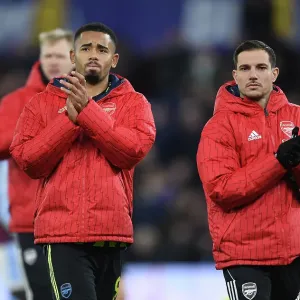 Arsenal's Gabriel Jesus and Cedric Soares Celebrate Victory over Aston Villa in 2023-24 Premier League Arsenal's Gabriel Jesus and Cedric Soares Celebrate Victory over Aston Villa in 2023-24 Premier League