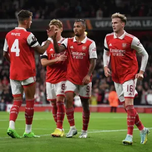 Arsenal's Gabriel Jesus Celebrates Scoring a Key Assist in Europa League Victory over FK Bodo/Glimt