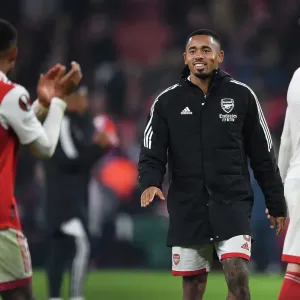 Arsenal's Gabriel Jesus Celebrates after Winning against FC Zurich in Europa League Group A, 2022-23